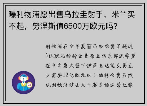 曝利物浦愿出售乌拉圭射手，米兰买不起，努涅斯值6500万欧元吗？